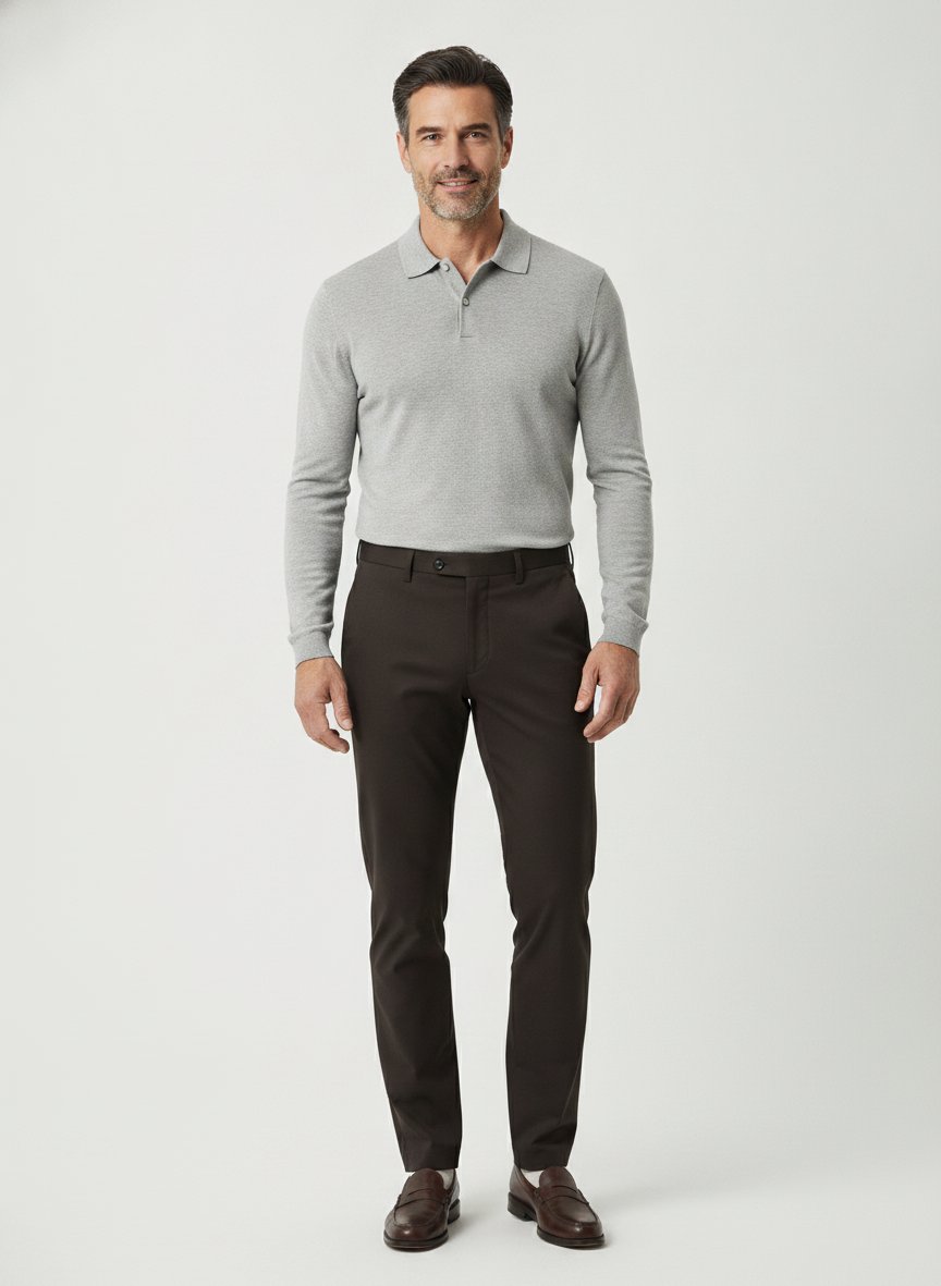Hose Sven, Modern Fit, Woll-Stretch, dunkelbraun meliert
