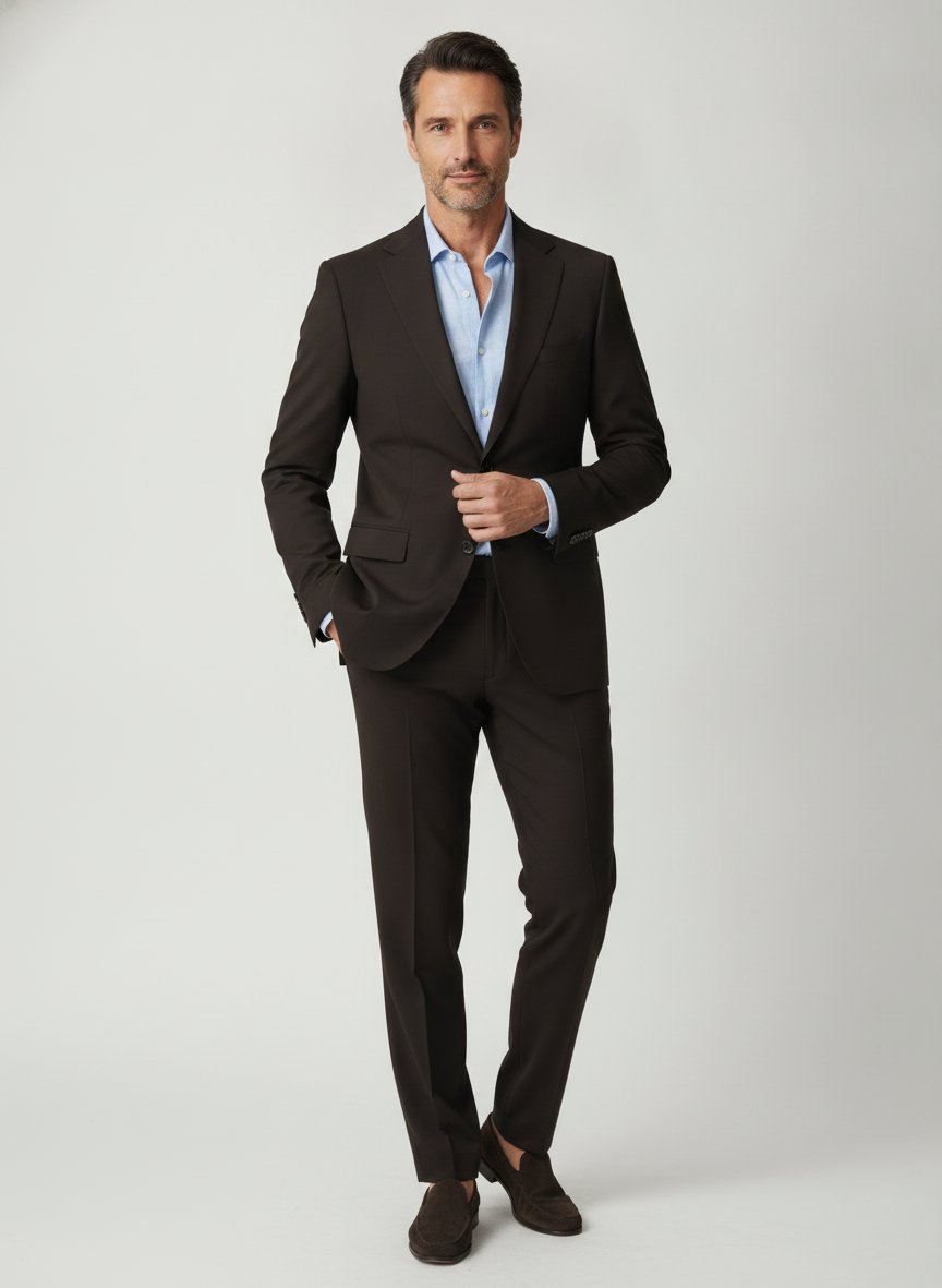Anzug Simson-Sven, Modern Fit, Woll-Stretch, dunkelbraun meliert