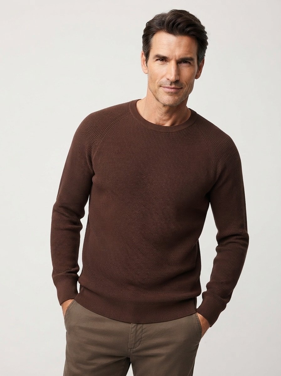 Pullover, Baumwolle, braun strukturiert