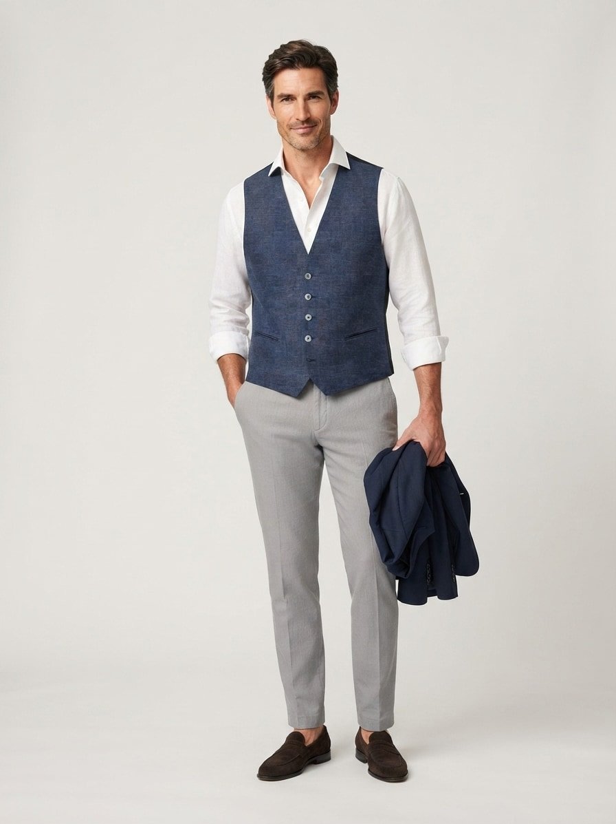 Wendeweste Wesley, Jersey, jeansblau meliert