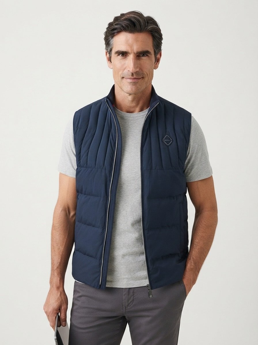 Hybrid Weste, Mikrofaser wasserabweisend, navy