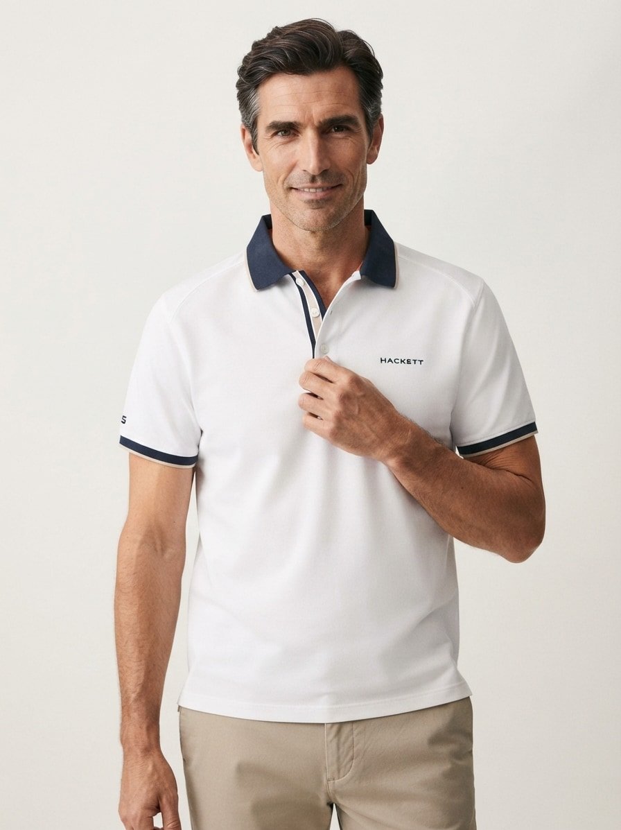 Polo-Shirt, Baumwoll-Jersey, weiß