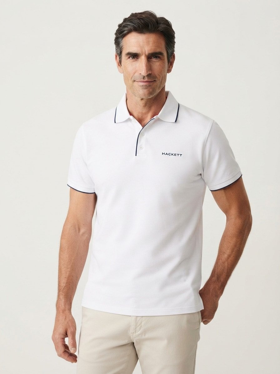 Polo-Shirt, Piqué, weiß