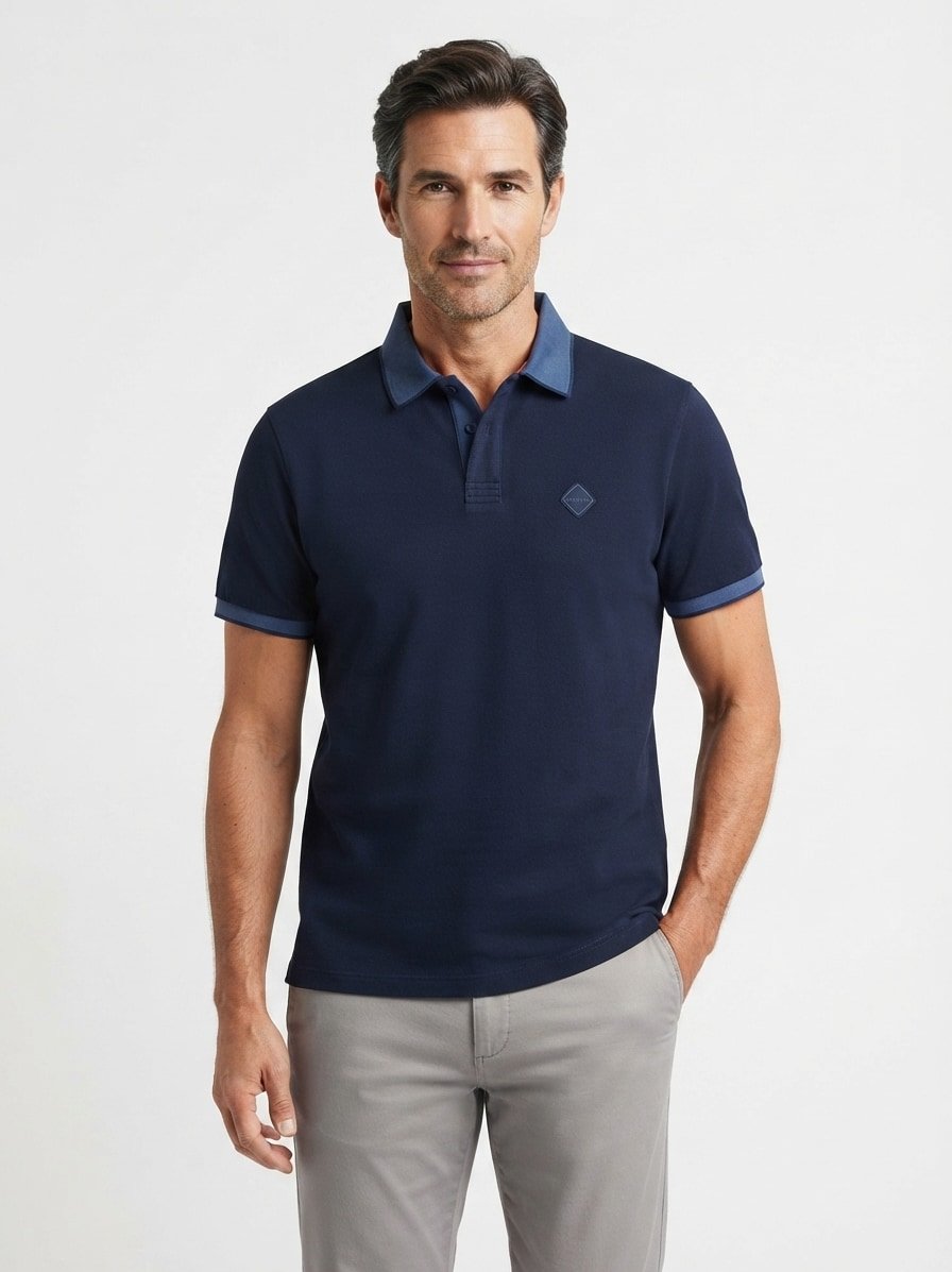 Polo-Shirt, Baumwoll-Piqué, navy