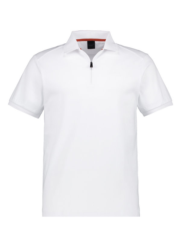 Zip-Polo, Jersey, weiß