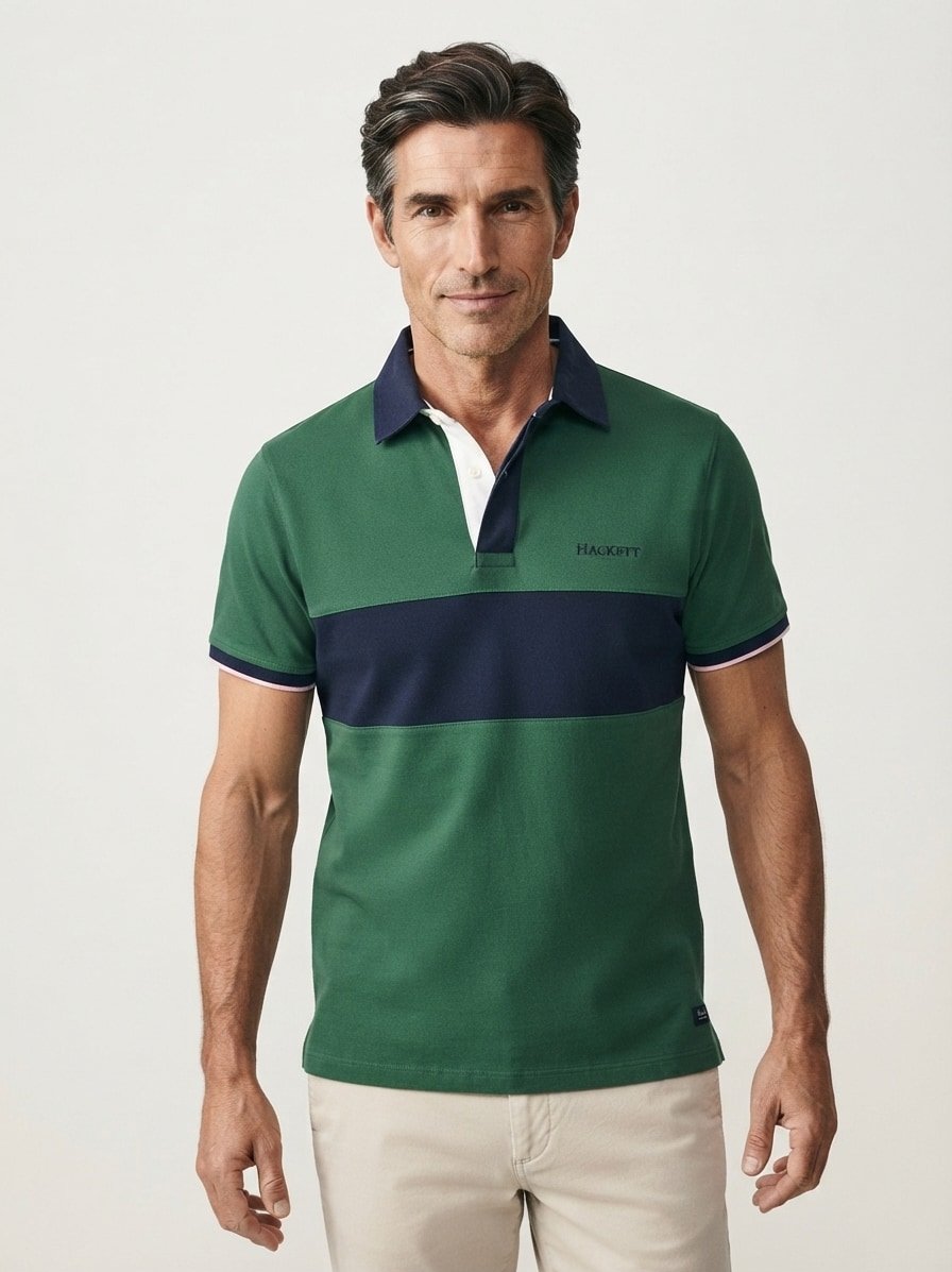 Polo-Shirt, Classic, Baumwoll-Piqué, Rückenprint, navy