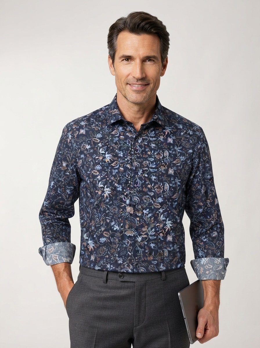 Hemd, Comfort, Twill, Kent, blau