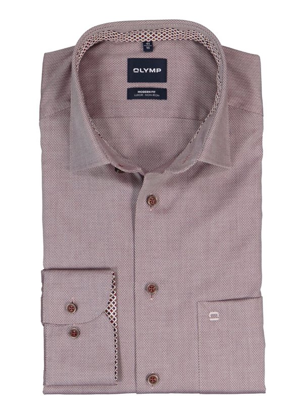 Hemd, New Modern, Baumwolle, Kent, Brusttasche, bordeaux