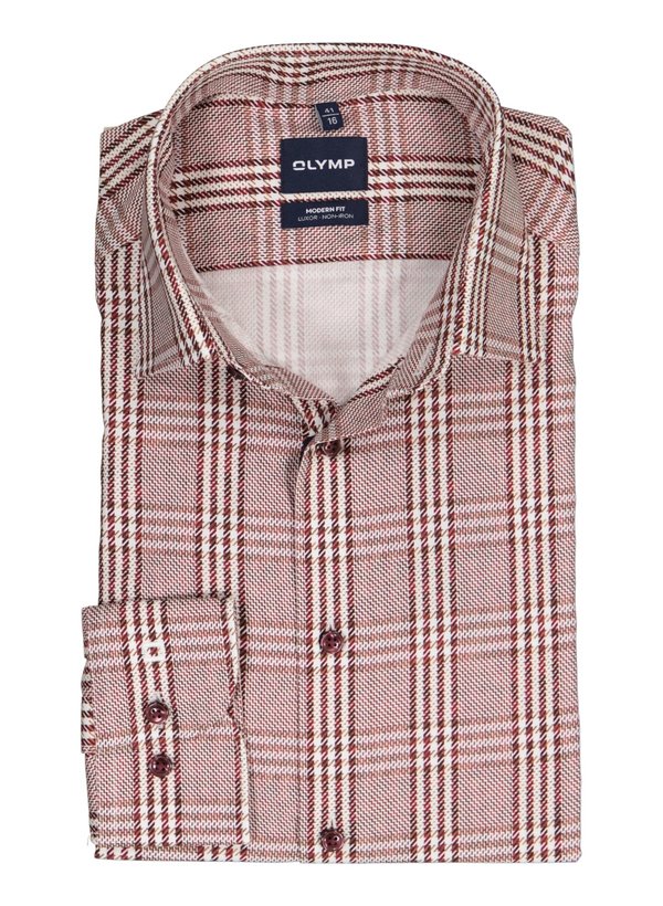 Hemd, New Modern, Baumwolle, Kent, bordeaux kariert