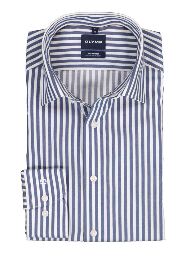 Hemd, New Modern, Twill, Kent, weiß-blau gestreift