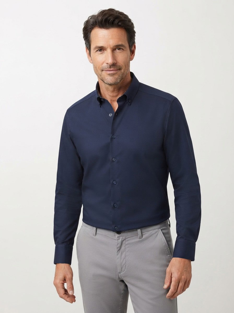Hemd, New Modern, Baumwolle, Button-Down, blau