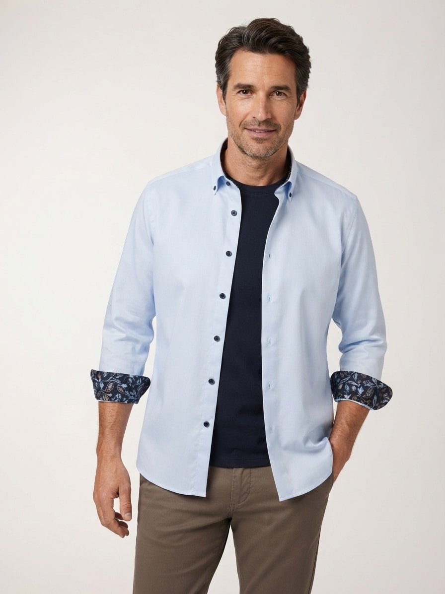 Hemd, New Modern, Baumwolle, Button-Down, hellblau