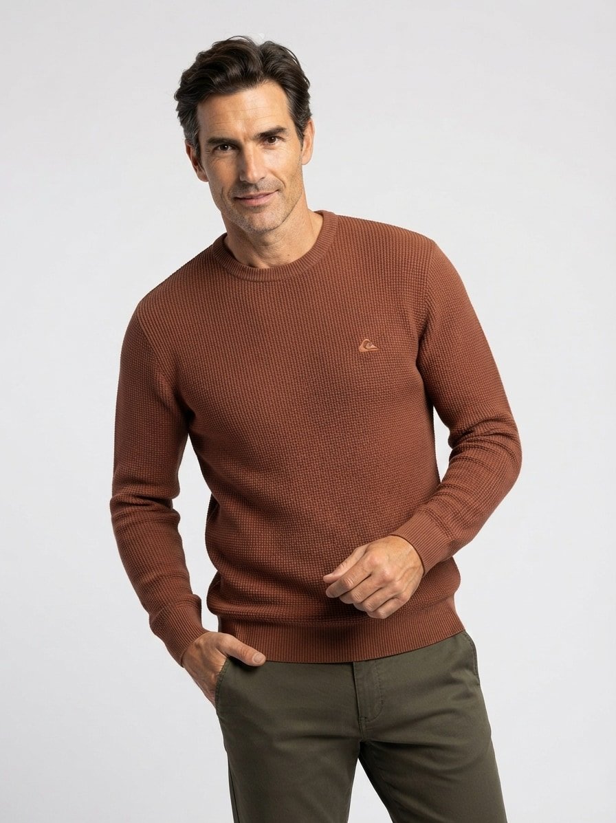 Pullover, Baumwolle, cognac strukturiert