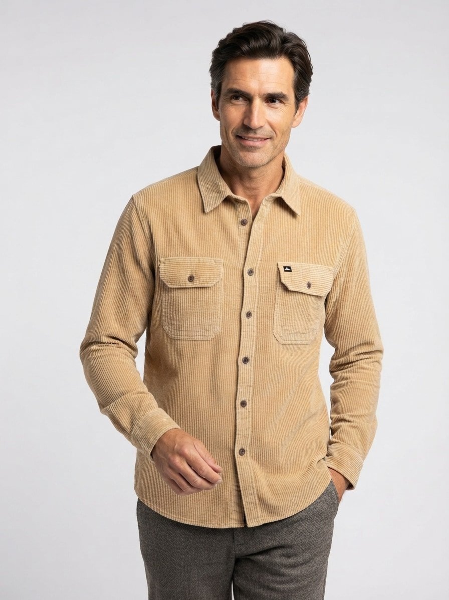 Overshirt, Cord, beige