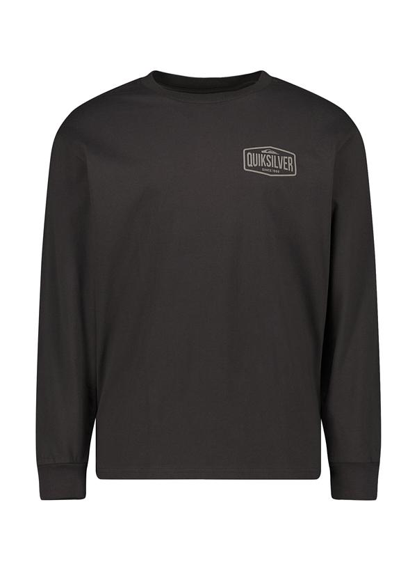 Longsleeve, Comfort Fit, Baumwolle, Rückenprint, braun-grau-meliert