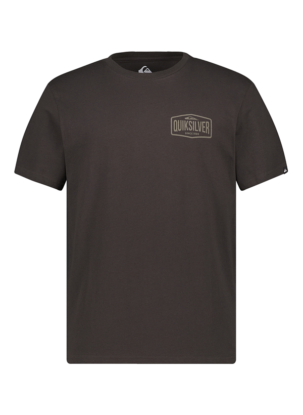 T-Shirt, Regular Fit, Baumwolle, Rückenprint, braun-grau-meliert