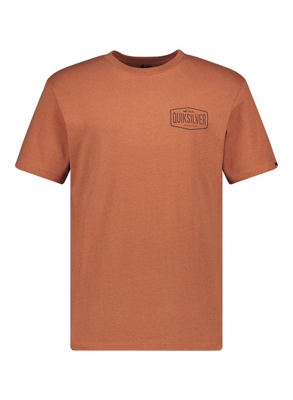 T-Shirt, Regular Fit, Baumwolle, Rückenprint, karamell-meliert