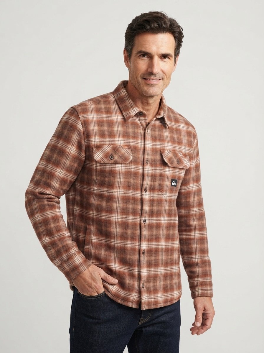 Overshirt, Oversize Fit, Baumwolle Teddyfutter, braun kariert