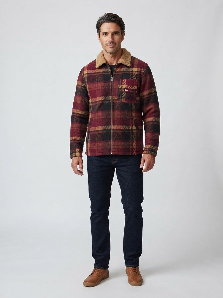 Jacke, Mikrofaser warmgefüttert, dunkelrot