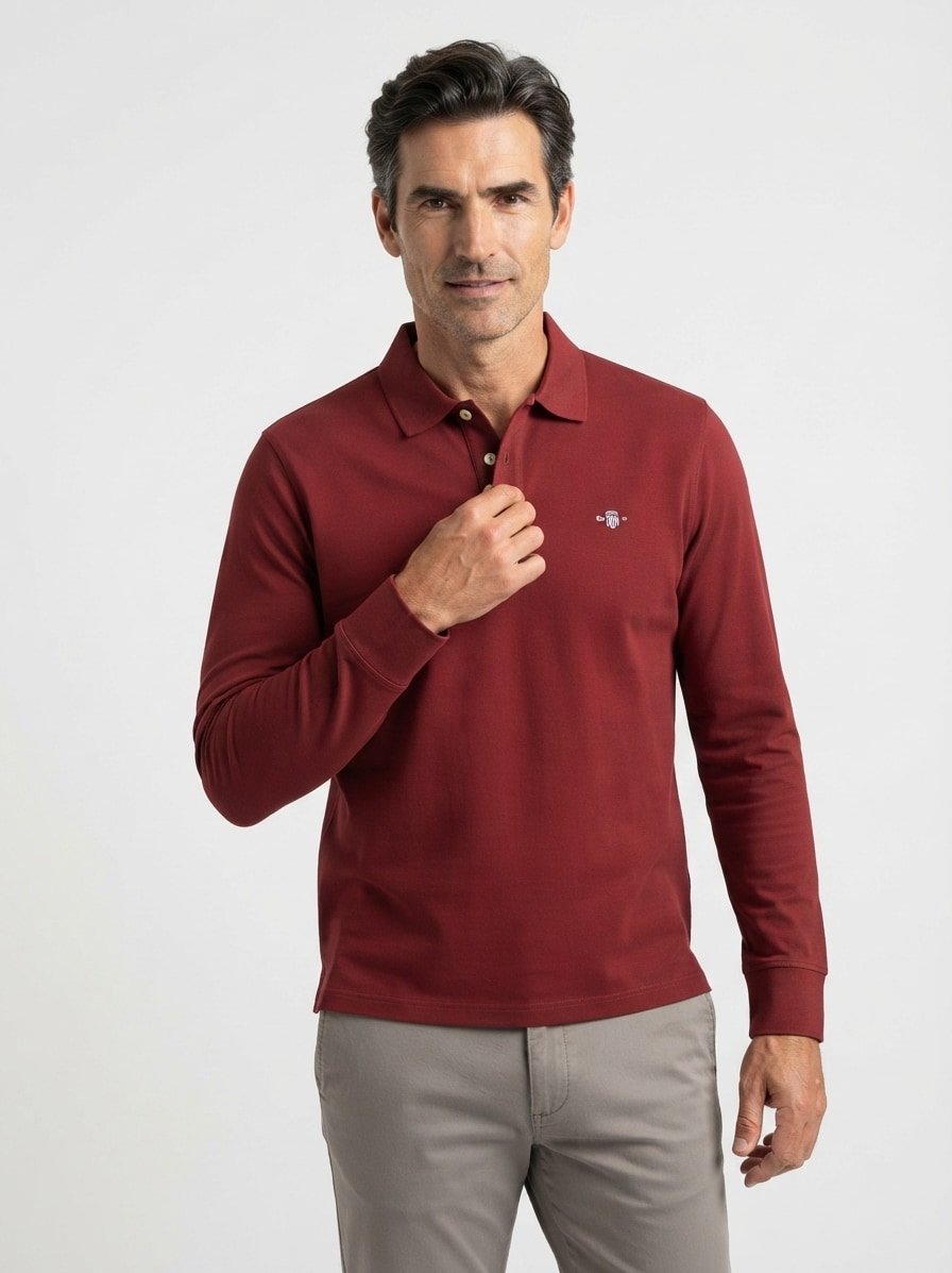 Polo-Shirt, Regular Fit, Baumwoll-Piqué, dunkelrot