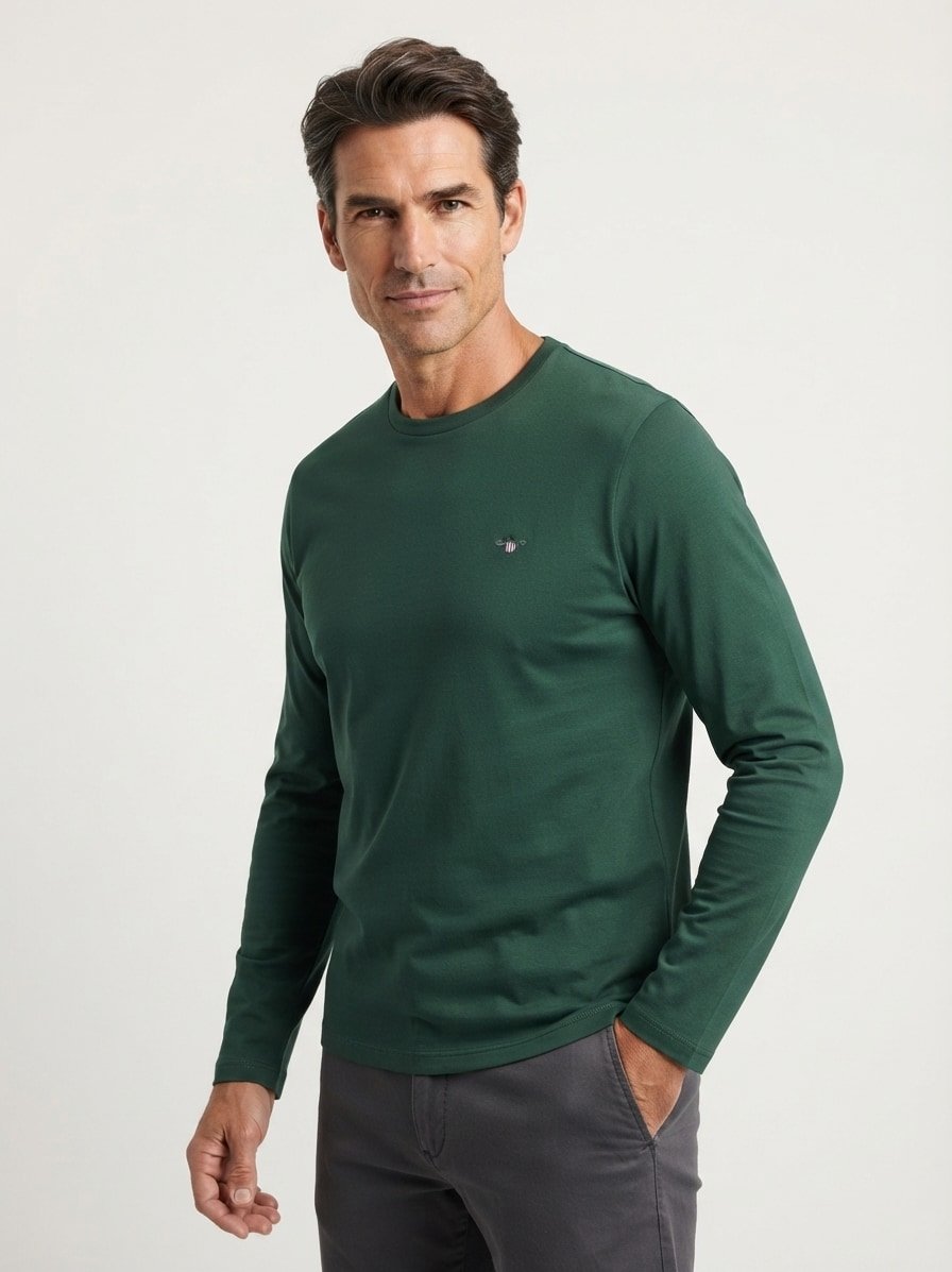 Longsleeve, Baumwolle, dunkelgrün