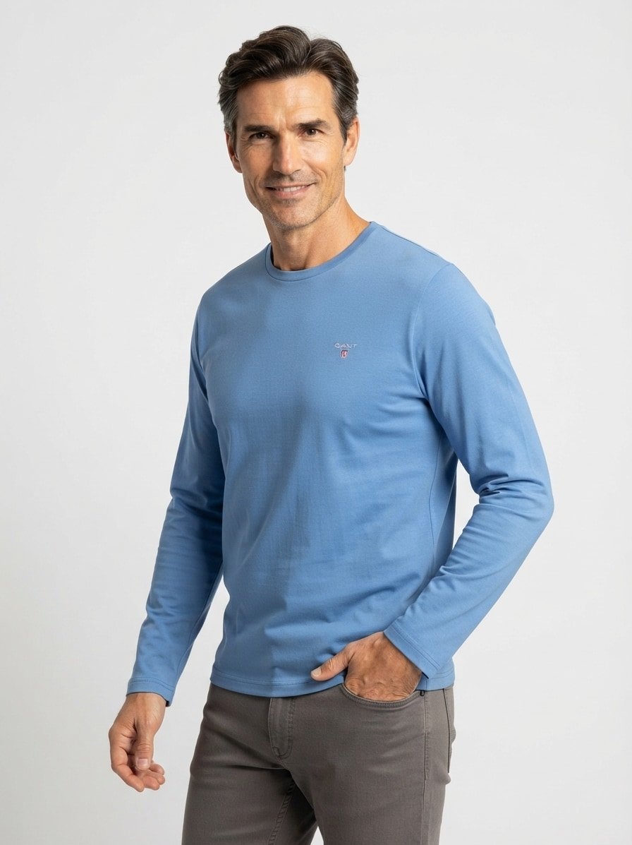 Longsleeve, Baumwolle, pastellblau