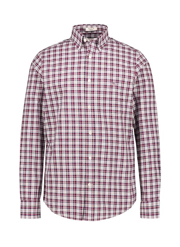 Hemd, Regular, Popeline, Button-Down, Brusttasche, dunkelrot kariert