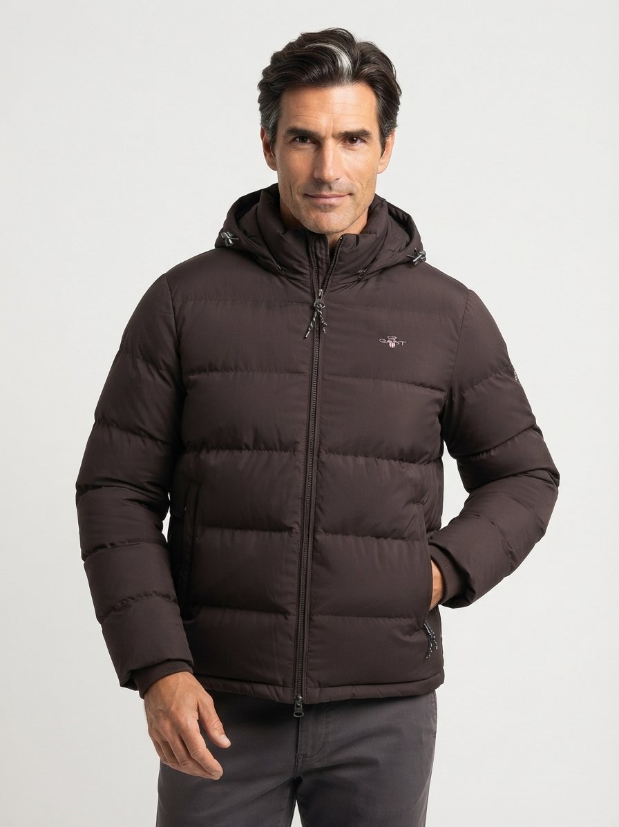 Steppjacke, Mikrofaser wasserabweisend, schwarzbraun