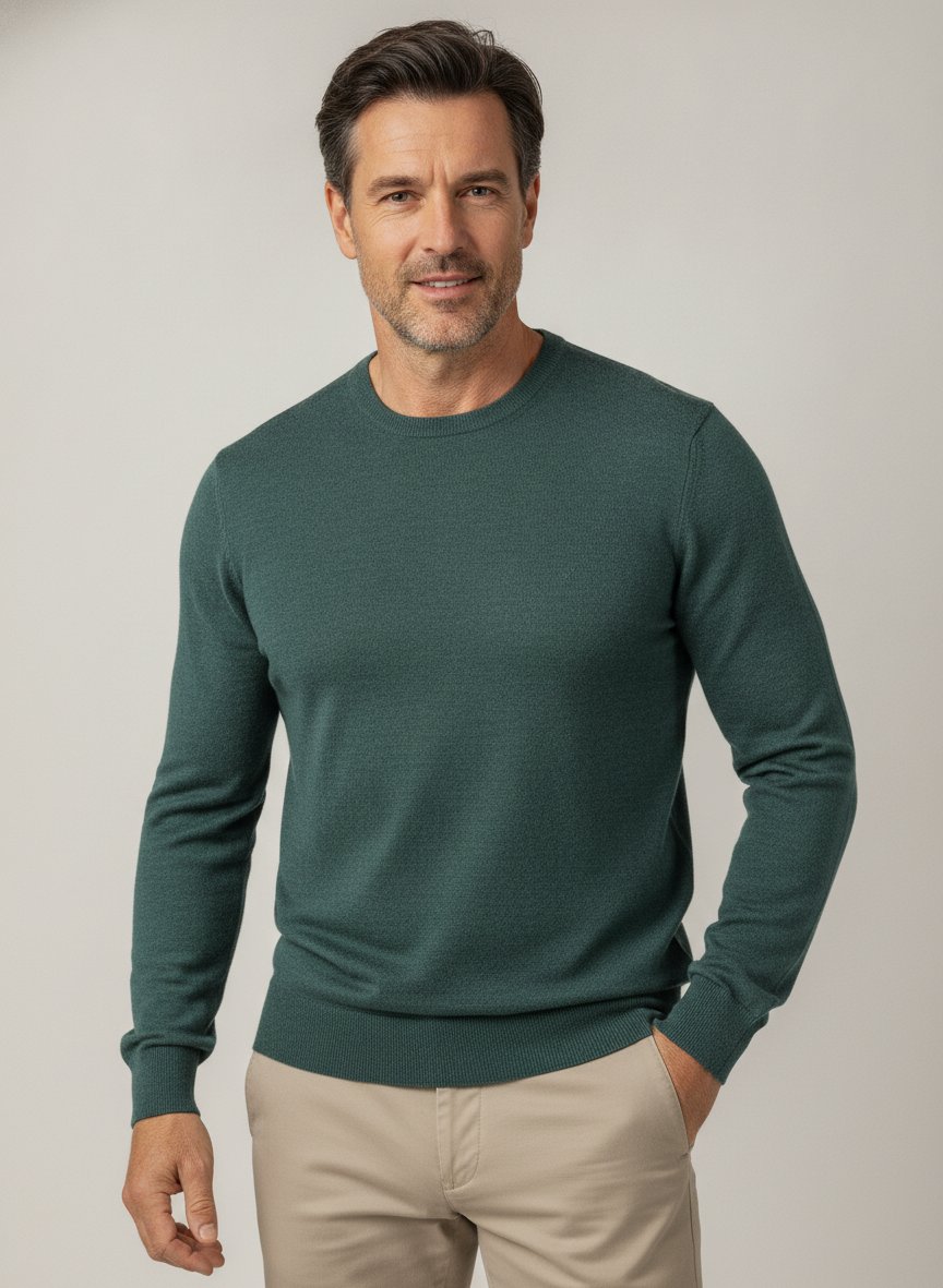 Pullover, Merinowolle, olive meliert