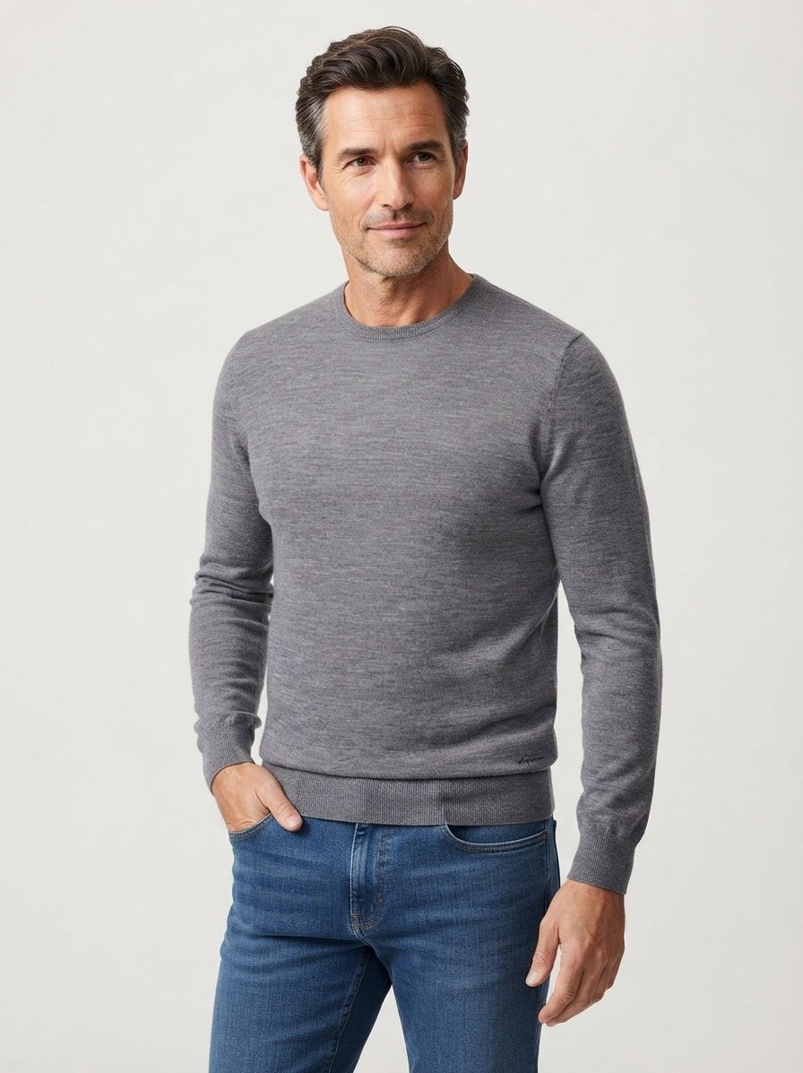 Pullover, Merinowolle, anthrazit meliert