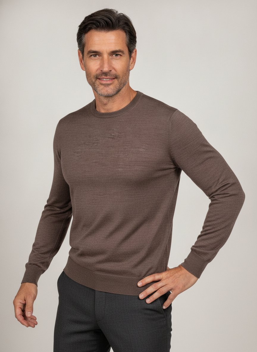 Pullover, Merinowolle, braun meliert
