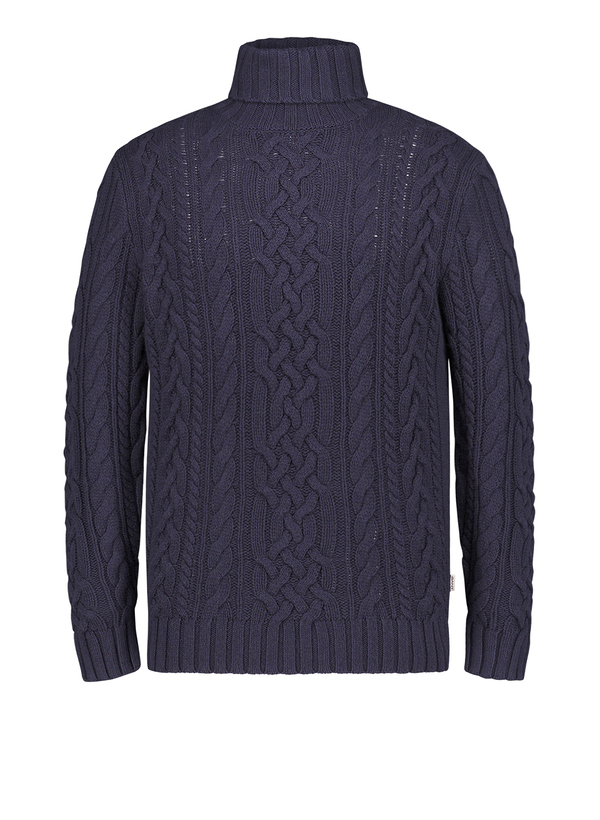 Rollkragenpullover, Lammwolle-Baumwolle, nachtblau