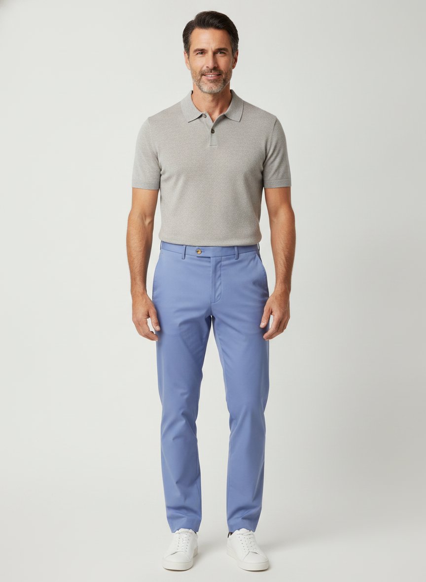 Chino Kensington, Slim Fit, Baumwolle-Modal, stahlblau