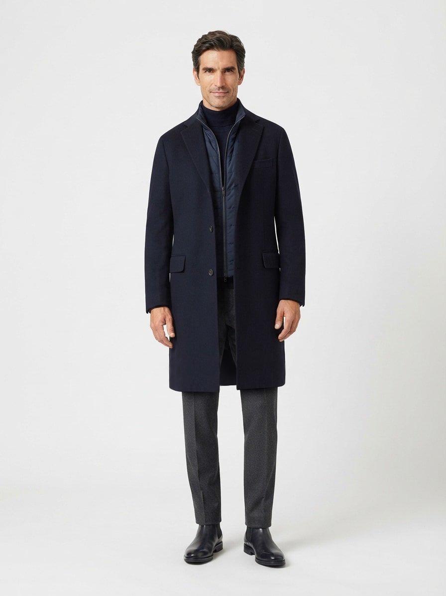 Mantel, Wolle-Kaschmir wattiert, navy