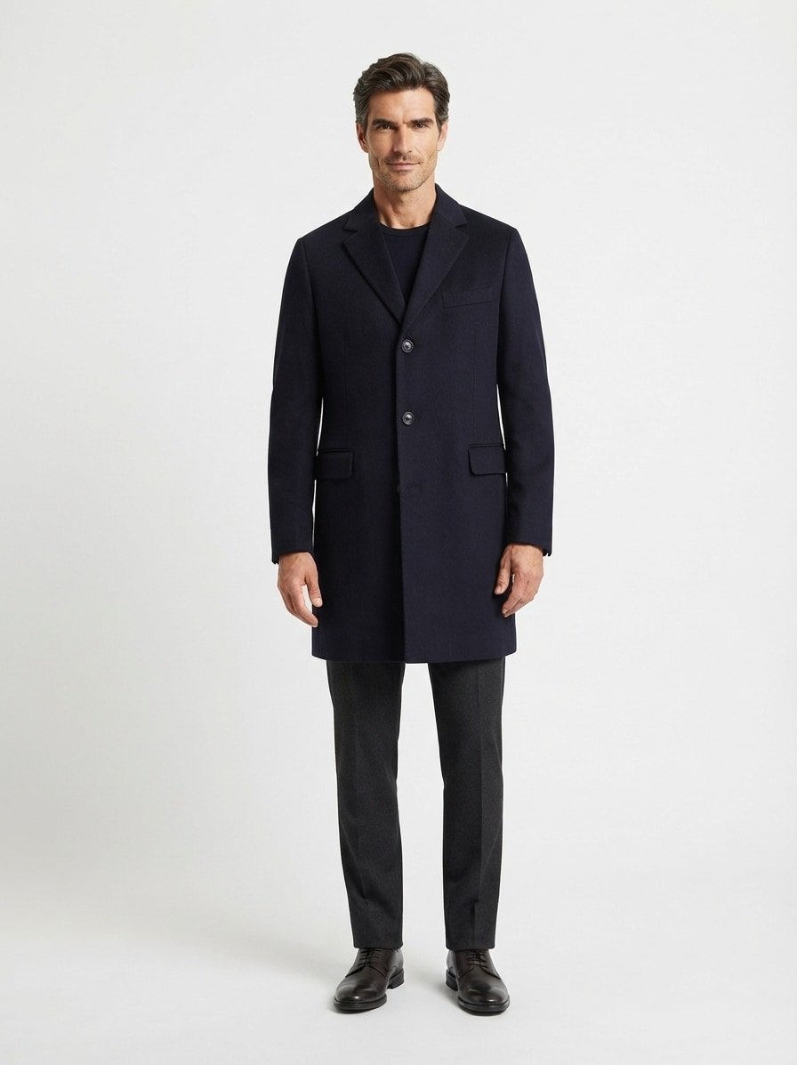 Mantel , Wolle, navy