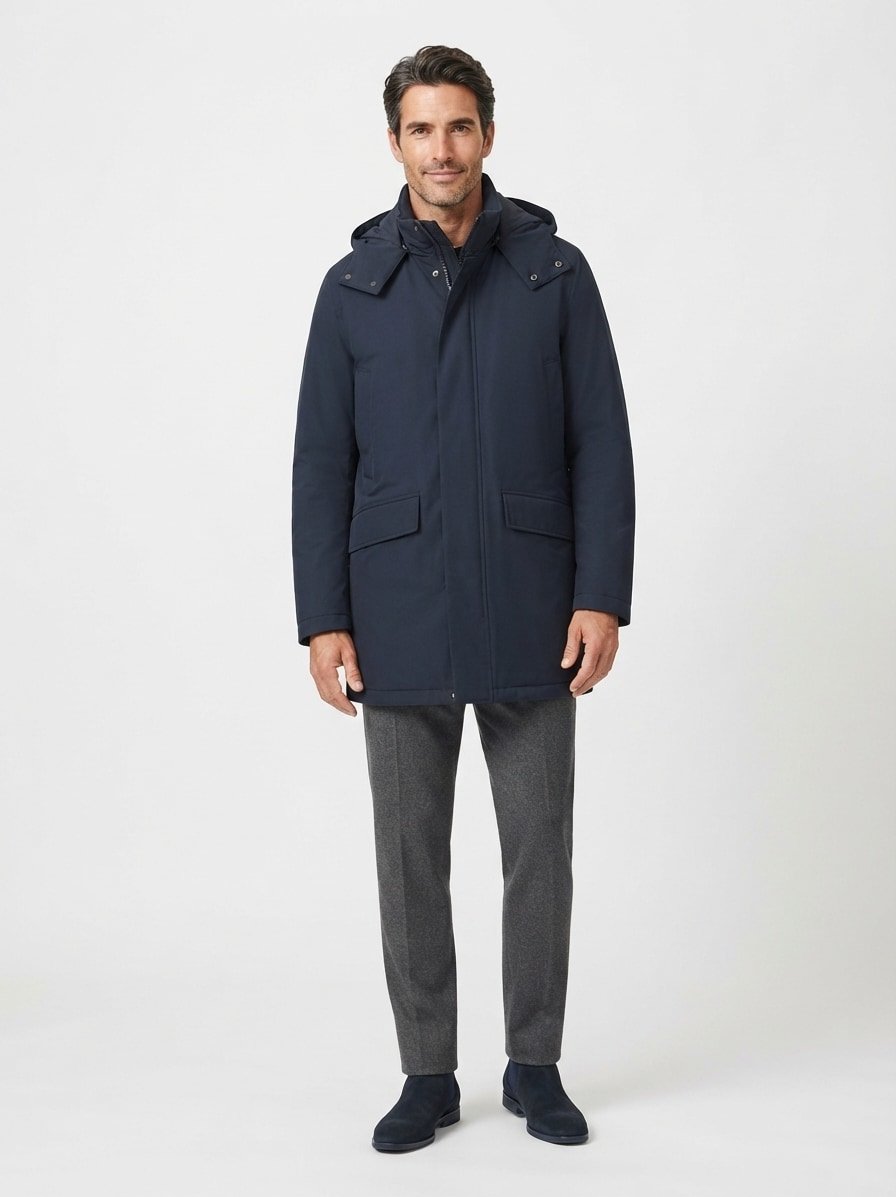 Parka, Mikrofaser wasserabweisend, navy