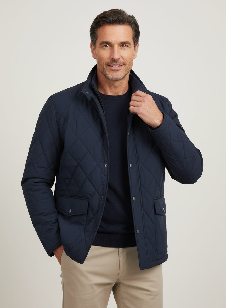 Steppjacke, Mikrofaser wasserabweisend, navy