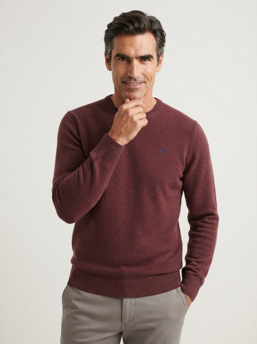 Pullover, Lammwolle, braun meliert
