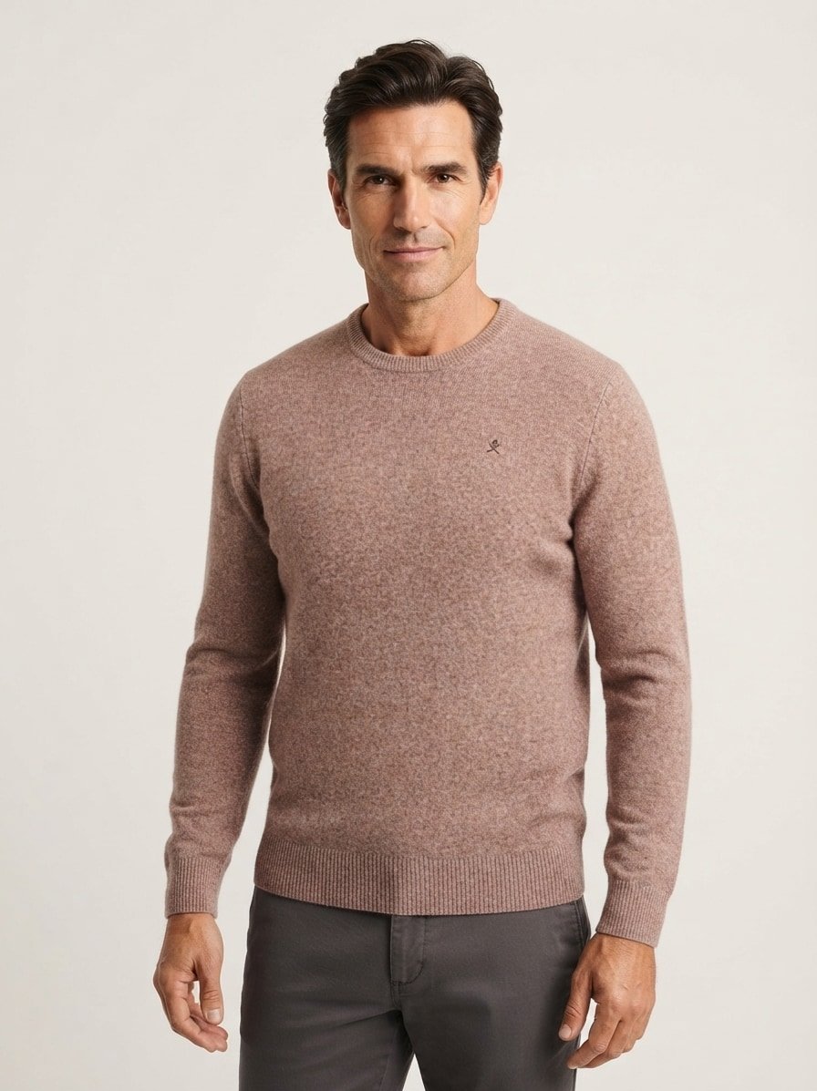 Pullover, Lammwolle, taupe meliert