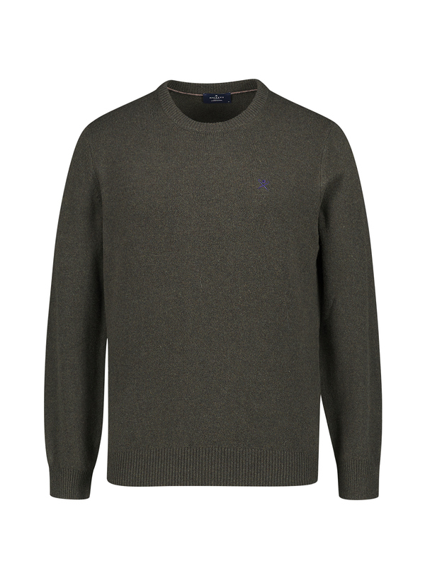 Pullover, Lammwolle, dunkelgrün meliert