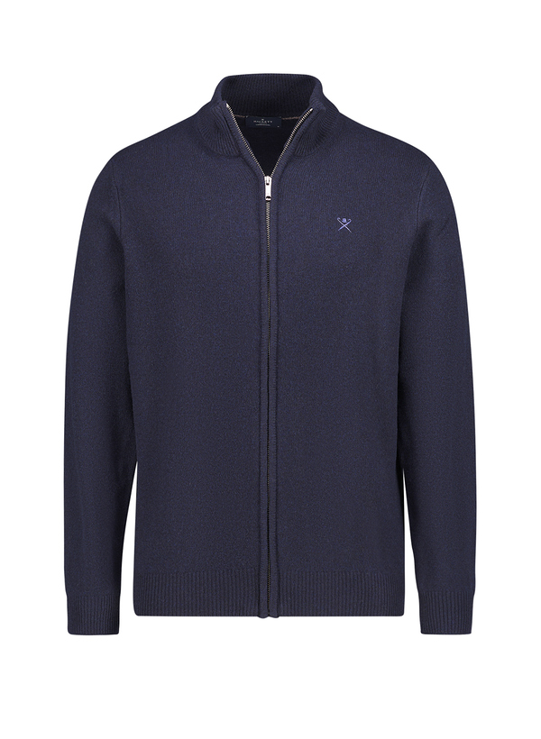 Cardigan, Lammwolle, navy meliert