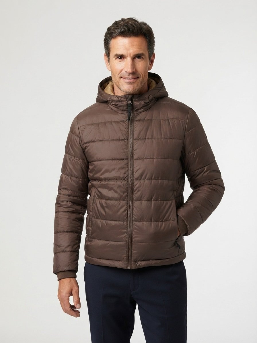 Steppjacke, Mikrofaser wasserabweisend, dunkelbraun