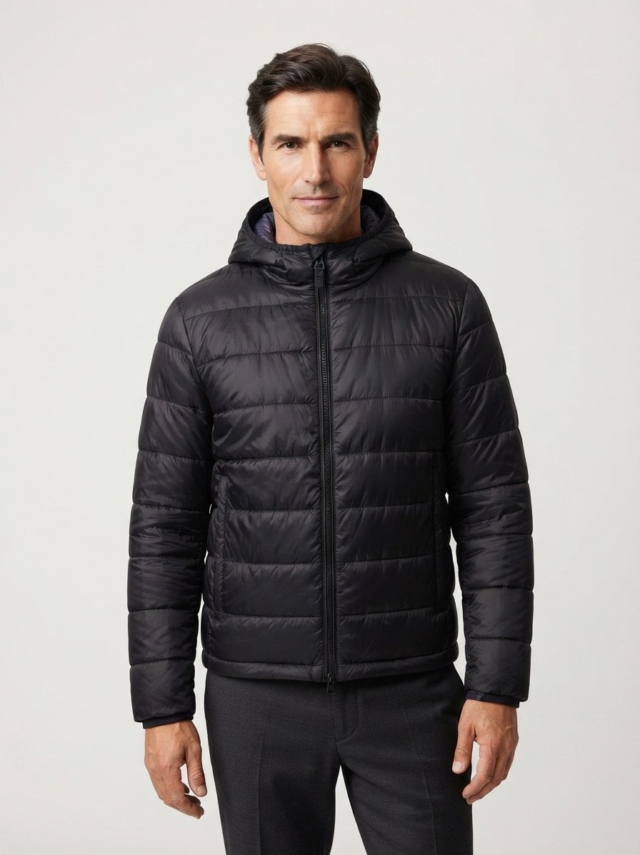 Steppjacke, Mikrofaser wasserabweisend, schwarz