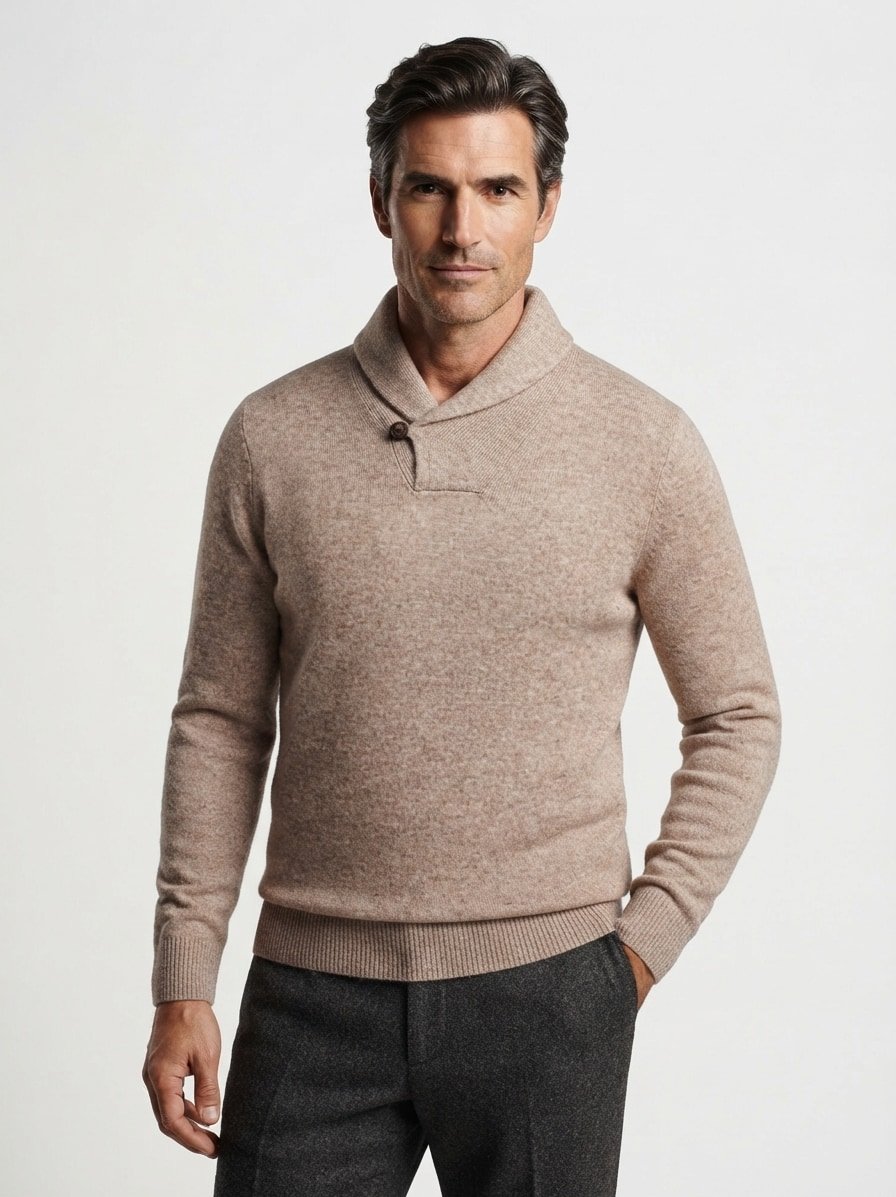 Pullover, Merinowolle-Kaschmir, beige meliert