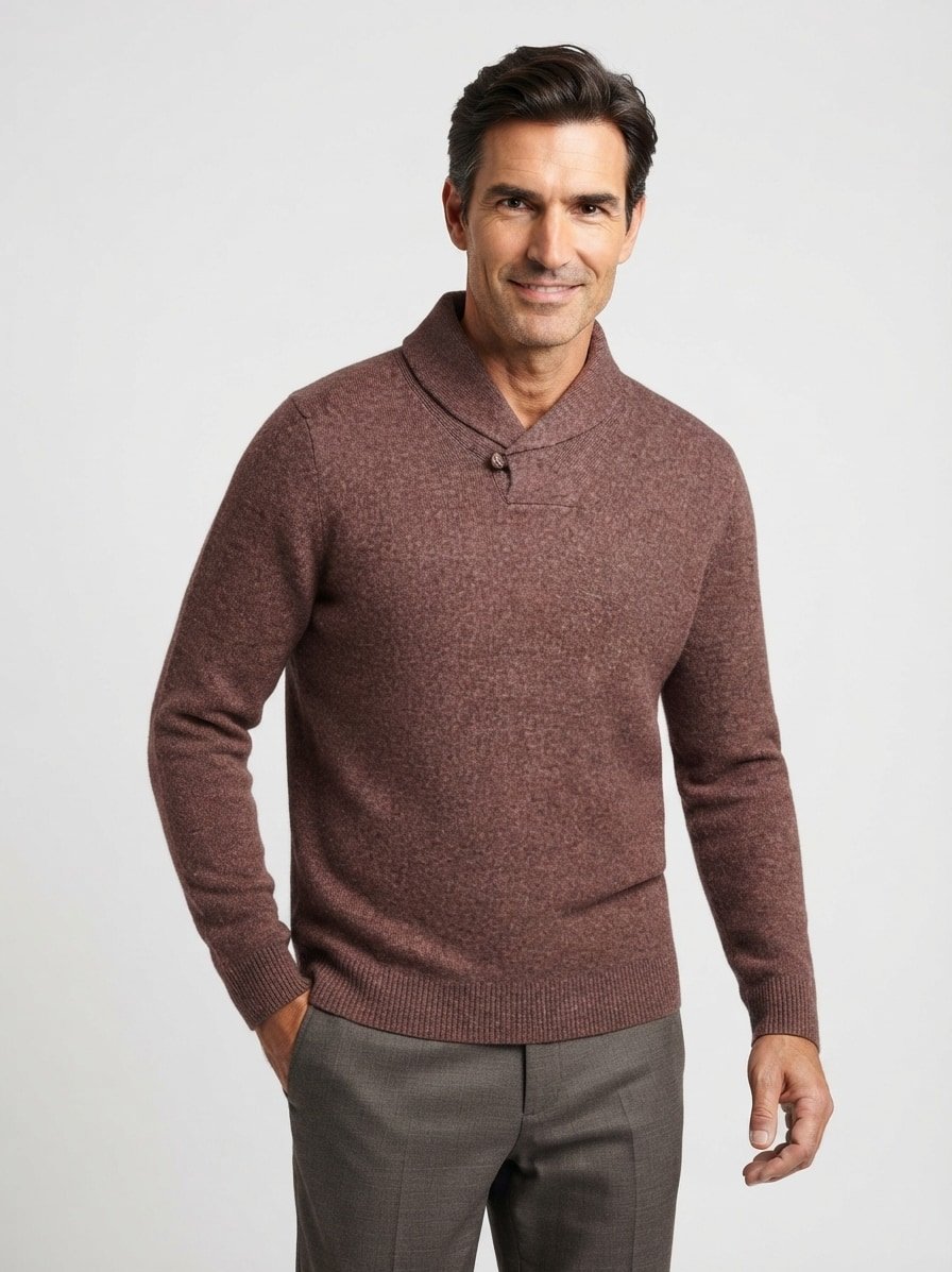 Pullover, Merinowolle-Kaschmir, braun meliert