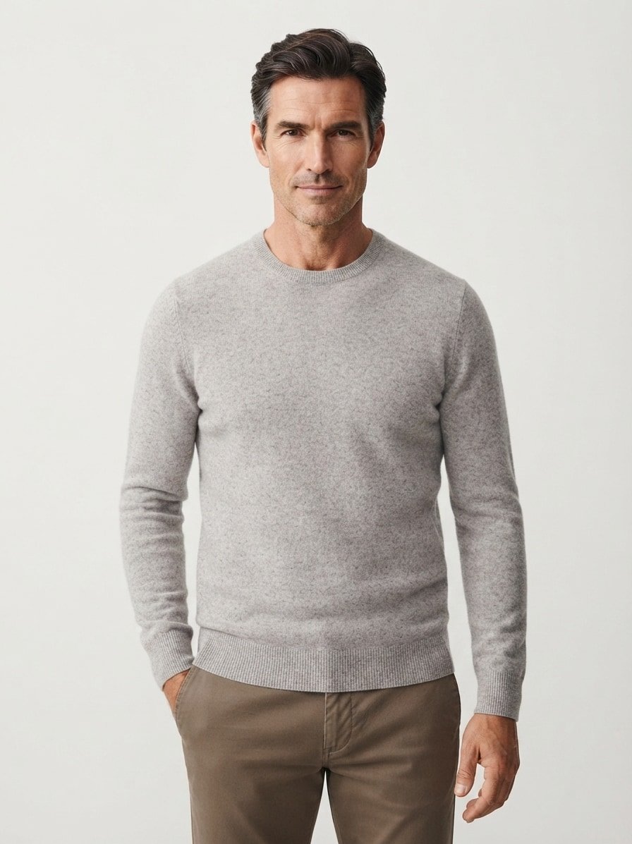 Pullover, Merinowolle-Kaschmir, grau meliert