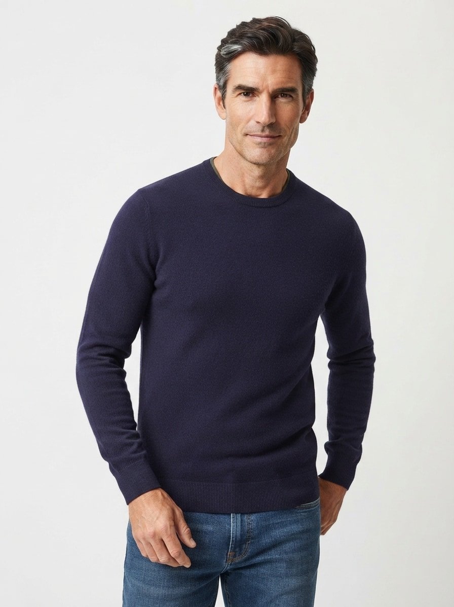 Pullover, Merinowolle-Kaschmir, navy meliert