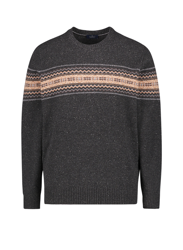 Pullover, Merinowolle, dunkelgrau meliert