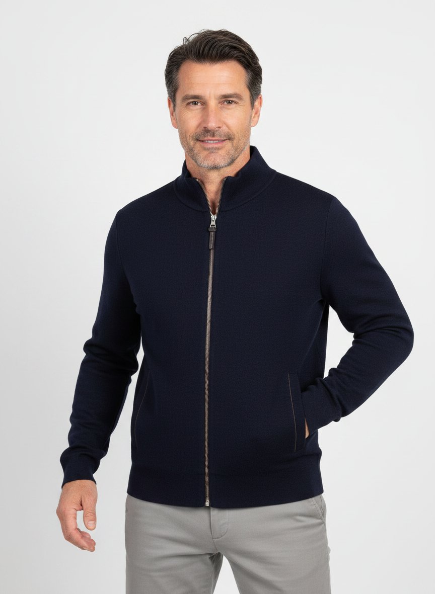 Cardigan, Merinowolle, blau