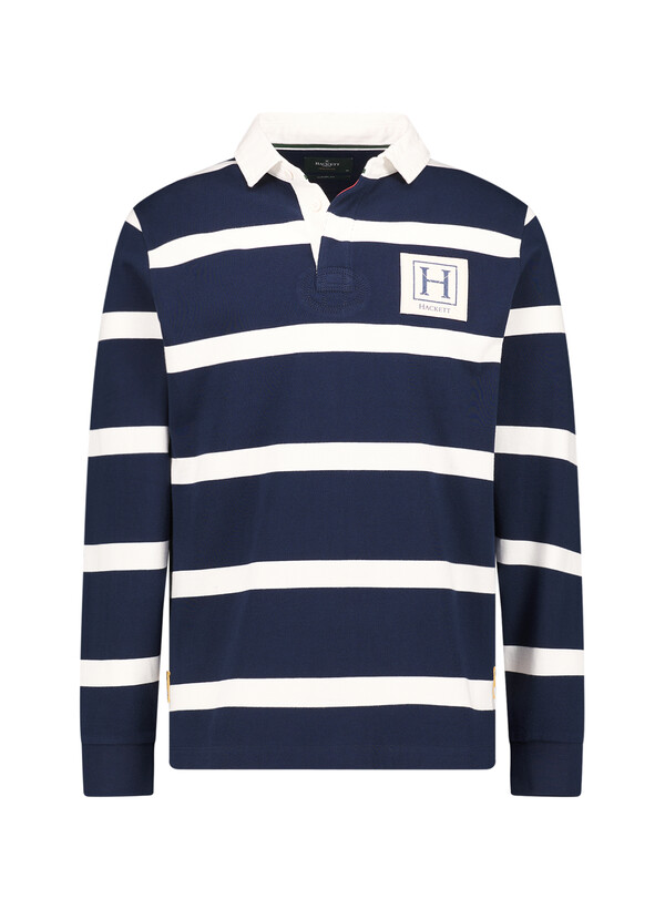 Polo-Shirt, Classic, Baumwoll-Jersey, weiß-navy gestreift